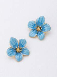 1 Pair Hand-Painted Enamel Tulip Gold Earrings, Ideal For Daily Wear, Holidays, Birthdays, Mother's Day, Gifts For Girlfriend Or Daughter - Turquoise - View 6