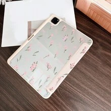 1 件粉色花卉蝴蝶结印花平板电脑保护套，带笔槽，兼容 iPad 10.9/10.2/ Air 第五代/Pro 11/第十代/9.7/Air 2/（第七代）/（第八代）/ Air 4/5/ Pro 11/ 第十代 10.9 英寸 2022 款智能保护套/ Air 13(M3 2025)/ Air 11(M3 2025)/ Air 11(M3 2025)/ 11(A16 2025)，兼容三星自动睡眠/唤醒功能 - 彩色 - 查看 3
