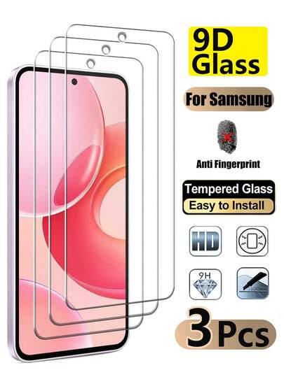 3 Packs - Screen Protector ForSamsung Galaxy A56 5G, 9H Tempered Glass, High-Definition Transparent, Scratch-Resistant, Bubble-Free, Compatible With Galaxy A16/A17/A15/A14/A13/A55/A54/A05S/A26/A36. Essential For Daily Life And Office Use, Mobile Phone Accessory, Compatible With Phone Cases.