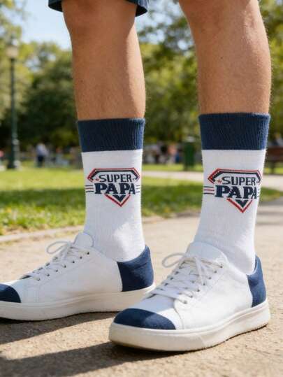 1 Pair Super Hero Dad Socks, Men's Sports Socks, Father's Day Gift Box, Unique Birthday Gift For Dad, Creative Dad Gift, Novelty Men's Socks, Dad Birthday Gift