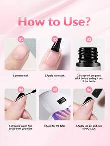 GLOZ Juego de delineador de gel para arte de uñas - Negro y Blanco con cepillo delgado incorporado para diseños de uñas en espiral y remojo para puntas francesas de arte de uñas francesas Hazlo tú mismo Manicura Remojo UV - Multicolor - Ver 8