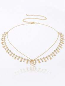 1pc Summer Beach Shell & Rhinestone Waist Chain, Women's Fashion Body Jewelry, Suitable For Street, Party And Beach Accessories - Gold - View 3