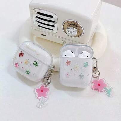 غطاء واقي مقاوم للسقوط بنمط زهري لسماعات أذن أبل اللاسلكية، مناسب ومتوافق مع حافظة سماعات أبل اللاسلكية، مقاوم للخدش وللسقوط