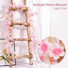 1pc Artificial Cherry Blossom Vine Home Decor, DIY Wreath Material, Valentine's Day Decoration, Birthday Party Decor, Wedding Venue Accessory, Outdoor Garden Decoration, New Year Ornament - Pink - View 5
