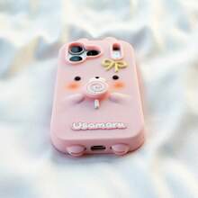 Ốp lưng điện thoại silicon hình thỏ xoay dễ thương thắt nơ, tương thích với iPhone 17/16 Pro/15/14 PM/13/12/11/XS Max/8 Plus/7/6S, cũng phù hợp với điện thoại Honor. - Hồng - Xem 7