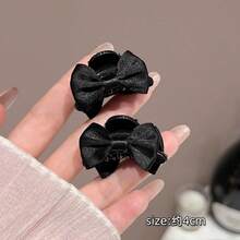 4 chiếc kẹp tóc nơ bằng satin đen, kẹp tóc mái đa năng - Nhiều màu - Xem 8