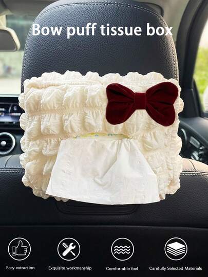 صندوق مناديل للسيارة قطعة واحدة، صندوق مناديل معلق على مسند الذراع من قماش البوف، حقيبة تخزين متعددة الوظائف لصندوق المناديل في السيارة