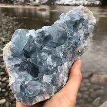 1PC Bohemian Celestite Cluster (Rock Crystal With Natural Cracks, Not Damaged), Unique Blue Mineral Specimen, Geode, Suitable For Home And Office Decoration - Blue and White - View 26