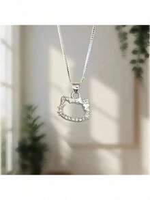 SANRIO Dây chuyền Hello Kitty quà sinh nhật, mặt dây chuyền hình mèo dễ thương, dây đeo cổ, món quà ý nghĩa dành cho bạn thân, nơ bướm, không hộp, 1 chiếc. - A - Xem 9