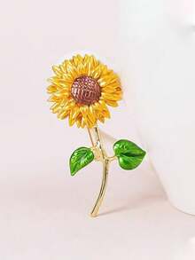 Sunflower Brooch, Elegant Rhinestone Lapel Pin Accessory - Multicolor - View 6