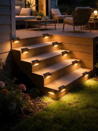 4/8/12/16 Solar 1LED Outdoor Wall Light, Suitable For Balcony, Fence, Yard, Stairs, Corridor