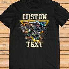 Many Monster Truck Shirt – Custom Text Tee, Personalized Monster Jam Birthday Gift For Kids & Adults - 黑色 - 查看 1