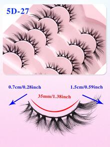 ENCHUW 5 Pairs Soft Long Thick Volume Eyelashes Dramatic Fluffy Lashes Wispy Cross Eyelash Eye Lashes Makeup Extension False Eyelashes - Black - View 2