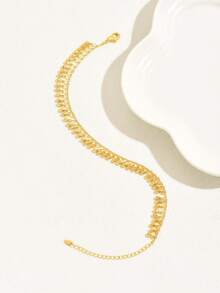 1pc Bohemian Style Water Drop Tassel Pendant Anklet, Casual Daily Wear, Summer Beach Holiday Accessory - Yellow Gold - View 4