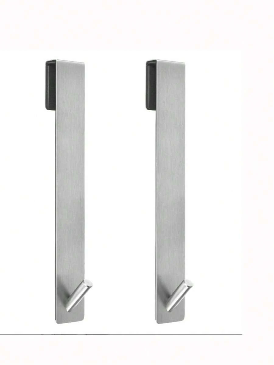 2pcs Silver Shower Door Hooks, Bathroom Extended Door Hooks For Frameless Glass Shower, Stainless Steel Towel Hooks, Heavy Duty Robe Hooks, Towel - View 1