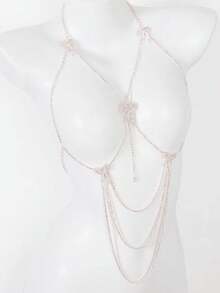 1 Set de Cadena Corporal Sexy y Elegante Multicapa de Cristal, Incluye Cadena Corporal y Cadena de Cintura, Adecuado para Discoteca, Playa, Bikini - Multicolor - Ver 5