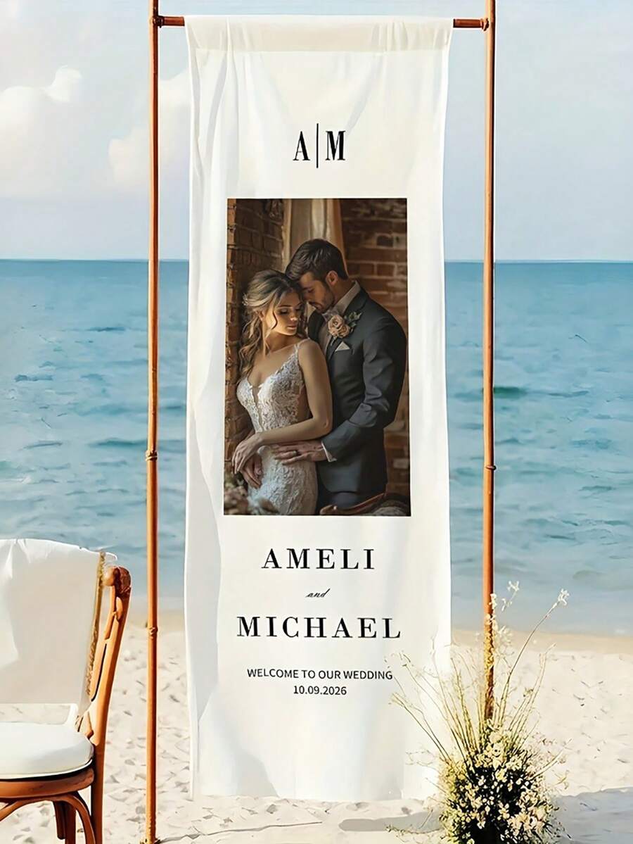 Customized Wedding Welcome Sign - Personalized With Couple's Photo, Names, Date And Text - Exclusive Wedding Decor, Perfect For Arch, Aisle And Party Scenes - Durable, Suitable For Indoor And Outdoor - Perfectly Displays Couple's Names - Easy To Install, Makes A Beautiful Wedding Gift - Multicolor 01 - View 1