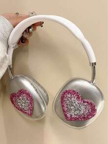 1pc Y2K Dark Style Expression Protective Case Suitable Compatible With Apple Max Wireless Bluetooth Over-Ear Headphones, Soft Full Coverage For Women - Black - View 2