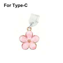 1pc Sakura & Peach Blossom Style Dust Plug, Exquisite Fresh Sweet Cute Fashion Alloy Pendant, Flowing Oil Craft, Suitable For Spring And Summer Decoration, Silicone Transparent Dust Plug For Mobile Phone, Tablet, Earphone, Kindle Charging Port, Compatible With IPhone Lightning/Type-C/Micro USB, Android/Apple 17/16/15 Series And Other Mobile Phone Models, Firmly Protects Charging Port, Cute Design - Multicolor - View 9