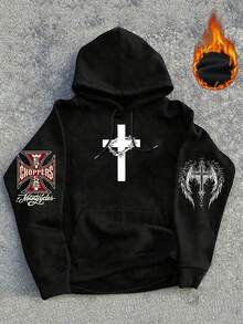 Jesus Faith & Cross Graphic Hoodie, Premium Soft Cotton Blend, Unisex Regular Fit Pullover Hoodie, Front & Back Double Print Design, Retro Street Style, Perfect For Casual Wear, Street Style, And Holiday Gift Giving, Available In Black, Gray, And Navy Blue - màu đen - Xem 3