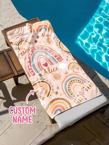 Personalized Kids Beach Towel, Summer Birthday Gift, Summer Vibe, Girls Beach Travel, Customized Beach Towel, Swimming Pool, Beach Decor - Multicolor - View 1