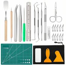 Bộ dụng cụ gỡ bỏ phần thừa trên vinyl 27 món, bộ dụng cụ cắt thảm và gỡ bỏ phần thừa hoàn chỉnh, dụng cụ nghệ thuật DIY, bộ dụng cụ gỡ bỏ phần thừa vinyl chính xác. - Bộ - Xem 9
