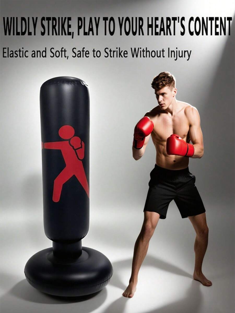 1pc Thick Adult Fitness Inflatable Punching Column, Outdoor Unbreakable, Indoor Inflatable Punching Bag - Multicolor - View 1