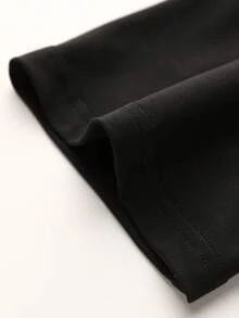 Kaos Lengan Pendek Leher Bulat Motif Angka & Huruf "67" Cyberpunk, Pakaian Anak Perempuan Musim Semi/Panas Terbaru yang Nyaman - Hitam - View 3