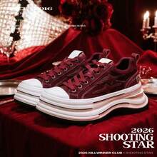 KILLWINNER Firepower Series Canvas Shoes, Red, 7cm Height Increase, Thick Sole Casual Shoes, Couple Style, KW - Red - View 1