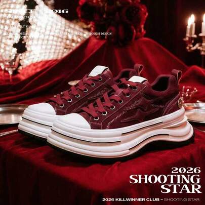 KILLWINNER Firepower Series Canvas Shoes, Red, 7cm Height Increase, Thick Sole Casual Shoes, Couple Style, KW