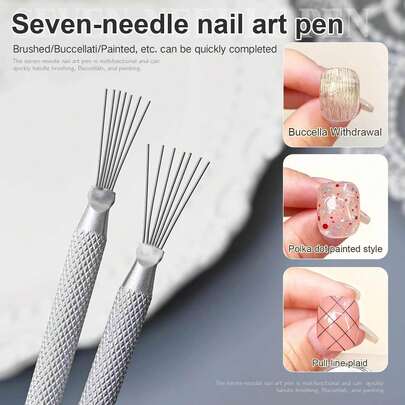 7支多功能美甲笔，新款美甲点钻笔，美甲沙龙工具，适用于美甲凝胶彩绘、美甲纹理设计DIY配件