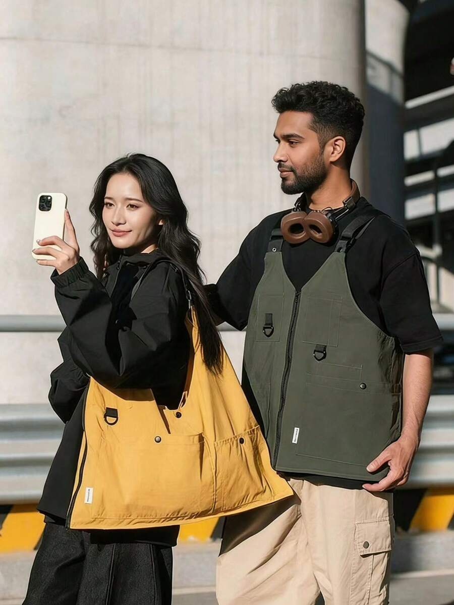 Chaleco/mochila multifuncional para exteriores 2 en 1, esencial para pesca y camping, diseño de múltiples bolsillos, ligero y duradero, unisex, se puede usar por separado o en diagonal, personaliza tu atuendo para exteriores, mejora la experiencia de viaje - Multicolor - Ver 1