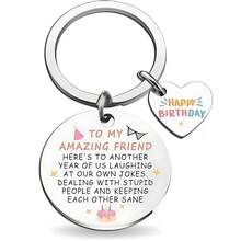 1 pieza Para mi amigo increíble Llavero de acero inoxidable con colgante de bolso, regalo de cumpleaños divertido y recuerdo, adecuado para regalar - A - Ver 4