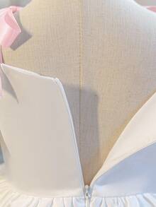 Baby Girls' Spaghetti Strap Bow Ruffle Sleeve Princess Dress, Suitable For Birthday Party, Flower Girl, Wedding, Prom, Holiday Celebration - White - View 8