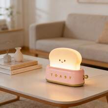 Desk Decor Toaster Lamp, Rechargeable Small Lamp With Smile Face Toast Bread Cute Toaster Shape Room Decor Night Light For Bedroom, Bedside, Living Room, Dining, Desk Decorations, Gift,Decoración Habitation,Lampara Mesita De Noche - Sầu riêng đỏ - Xem 3