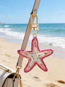 Ciondolo in paglia intrecciata dai colori vivaci, nuovo ciondolo a forma di stella marina in stile vacanza, ciondolo portachiavi a forma di stella marina dal temperamento elegante in colori chiari e scuri, adatto per vacanze al mare, viaggi in riva al mare, accessori a tema spiaggia e vacanza, elemento decorativo essenziale personalizzato per abbigliamento primaverile ed estivo - Multicolore - Visualizzare 6