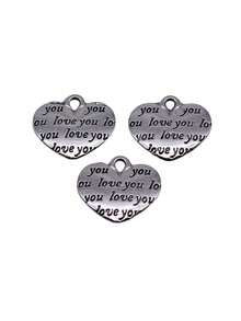 20pcs 13x12mm Double-Sided "Love You" Heart Charms Pendant For DIY Jewelry Making Necklace Keychain Phone Chain Bracelet Making Accessories Handmade Craft Making Findings - Love - View 4