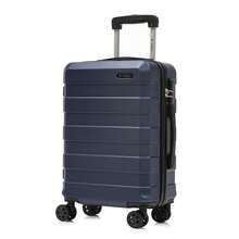 YONSLY Suitcase 16/20/24/28 Inches With 4 Wheels 360° Combination Lock Double Maintenance Zipper Mesh Pocket Soft Rubber Handle Trolley Suitcase - 深藍 - 查看 12