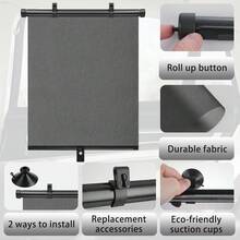 Suction Cup Retractable Blackout Curtain Sun Visor, Suitable For Car Side Windows, Portable Curtain Sunshade For Office, Home, Kitchen, Indoor And Vehicle - Sunshade Curtain - View 4