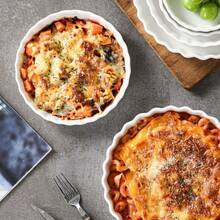 Microwave Ceramic Baking Dish, Baking Mold, Cheese Casserole Dish, Home Oven Thick Heat-Resistant Round Pizza Pan - A - View 5