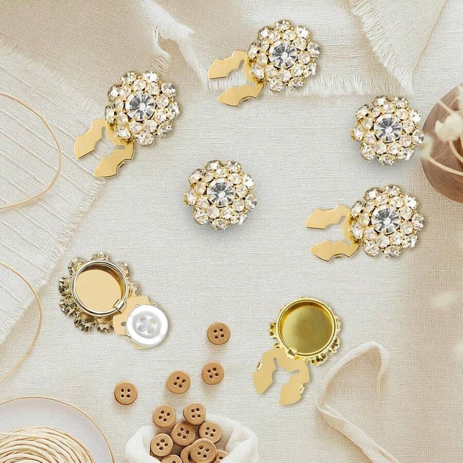 1 pièce Bouton recouvert de cristaux et de strass, clip décoratif détachable convenant pour les poignets de chemises, sacs et chaussures des hommes et des femmes, accessoire de mode brillant