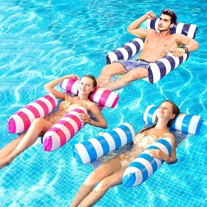 充气泳池漂浮躺椅 – 成人水上吊床漂浮椅，便携式充气漂浮垫，适用于游泳池、海滩或旅行 – 夏季水上派对、海滩休闲放松之选