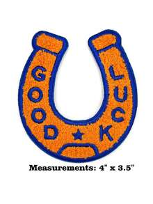 1PC Good Luck Horseshoe Chenille Patch - Light Blue/White - Multicolor - View 8