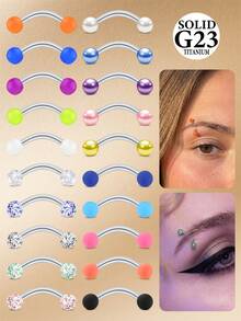 CIZME 5 piezas de 16G Anillos de perforación de ceja de aleación de titanio, pendientes de ceja con bola transparente, barra curva para perforación de hélix y daith, joyería corporal para mujeres y hombres - Multicolor - Ver 1