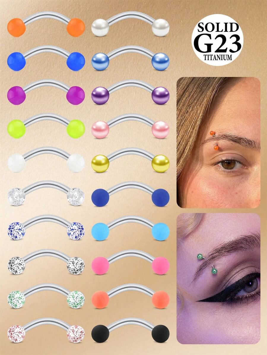 CIZME 5 piezas de 16G Anillos de perforación de ceja de aleación de titanio, pendientes de ceja con bola transparente, barra curva para perforación de hélix y daith, joyería corporal para mujeres y hombres - Multicolor - Ver 1