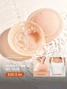 1/3 Pairs 8-10cm Reusable Silicone Invisible Breast Petals, Self-Adhesive Nipple Cover Pasties For Women - Apricot - View 2