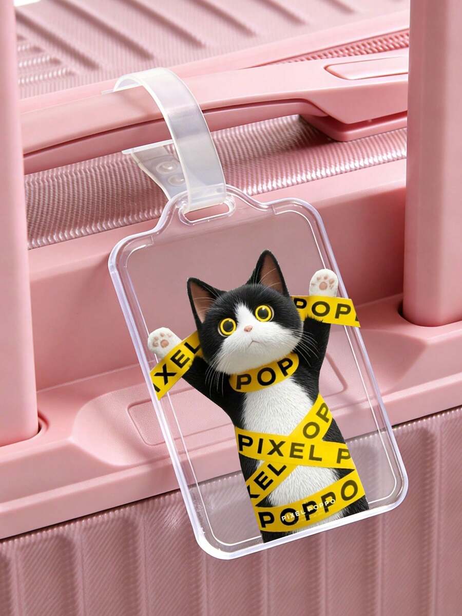 Étiquette de bagage en acrylique carré transparent avec motif de chat, porte-carte d'identité de voyage imperméable convenant aux voyages, aux affaires, à la plage, aux sacs à dos, aux sacs à main et aux sacs d'école. Convient pour la fête des mères, la Saint-Valentin, Noël, les anniversaires, les vacances, la fête des pères, la remise des diplômes, les voyages essentiels, les fournitures scolaires. Étiquette de bagage, étiquette de nom pour valise, accessoires de voyage portables pour les vacances et l'été - Multicolore - Voir 1