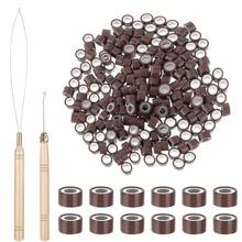 200 PCS Hair Extensions Beads Lined Micro Links Beads With 2 Pcs Pulling Hook Needle, Hair Extensions Tool Kit Bead Device Tool Kits For Tinsel And Feather Hair Extensions - View 11