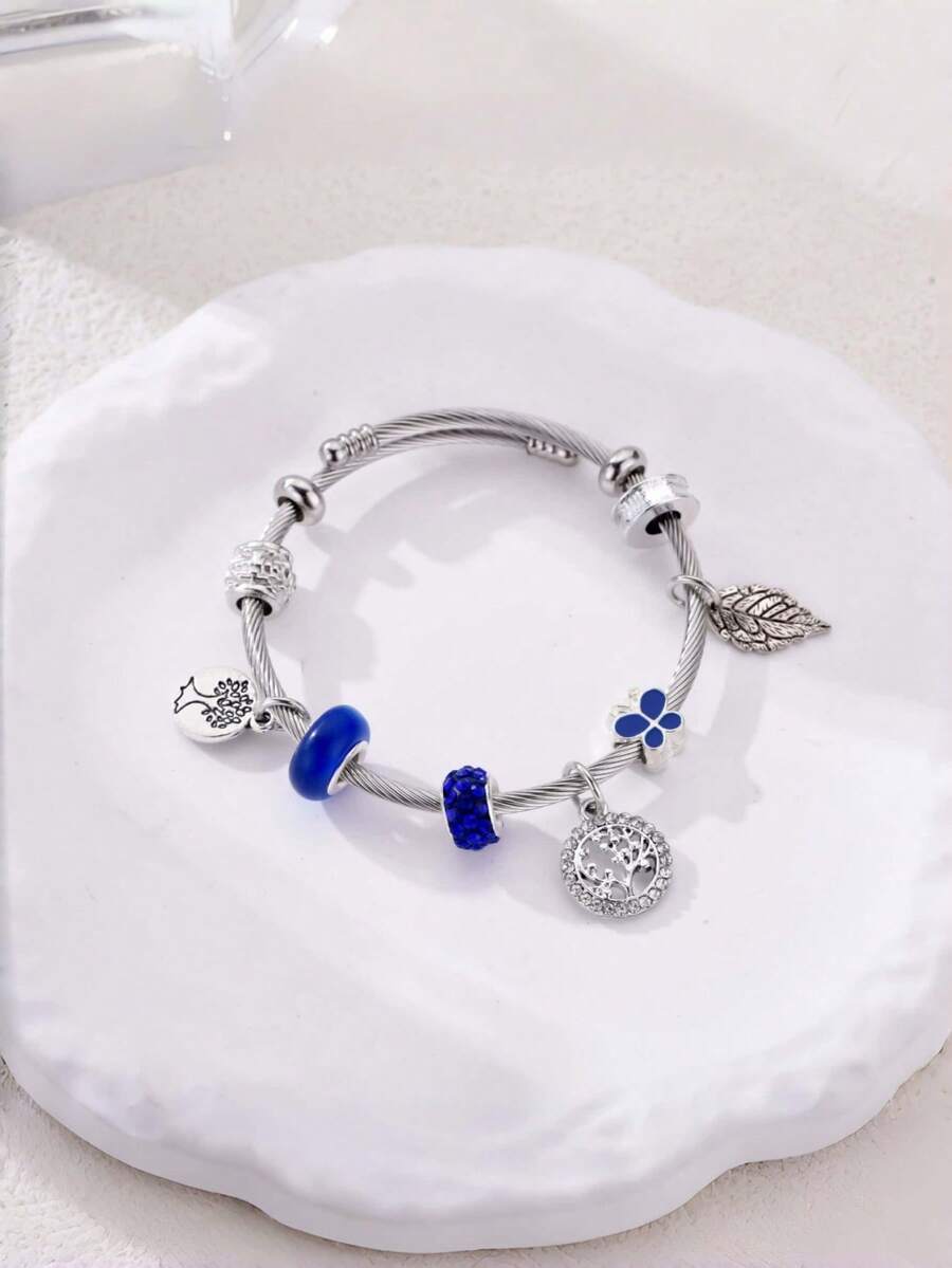 1 chiếc trang sức nữ thời trang và đa năng, vòng tay hợp kim tự làm hình bướm pha lê hồng nhỏ giọt dầu - Trang sức quyến rũ sang trọng dành cho nữ, phù hợp cho cả đeo hàng ngày và dự tiệc. - Nhiều màu - Xem 1