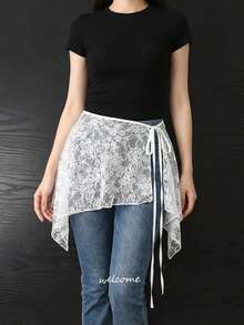 透视网纱瑜伽罩裙，蕾丝泳装遮臀裙，女士沙滩裹身裙 - 彩色 - 查看 1